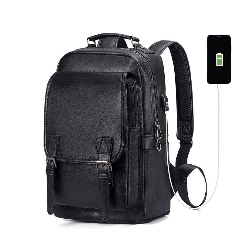 Zee Leather Backpack Men's Fashion Trend Backpack Men's Travel Bag Korean Leisure Youth Student School Bag Computer Bag